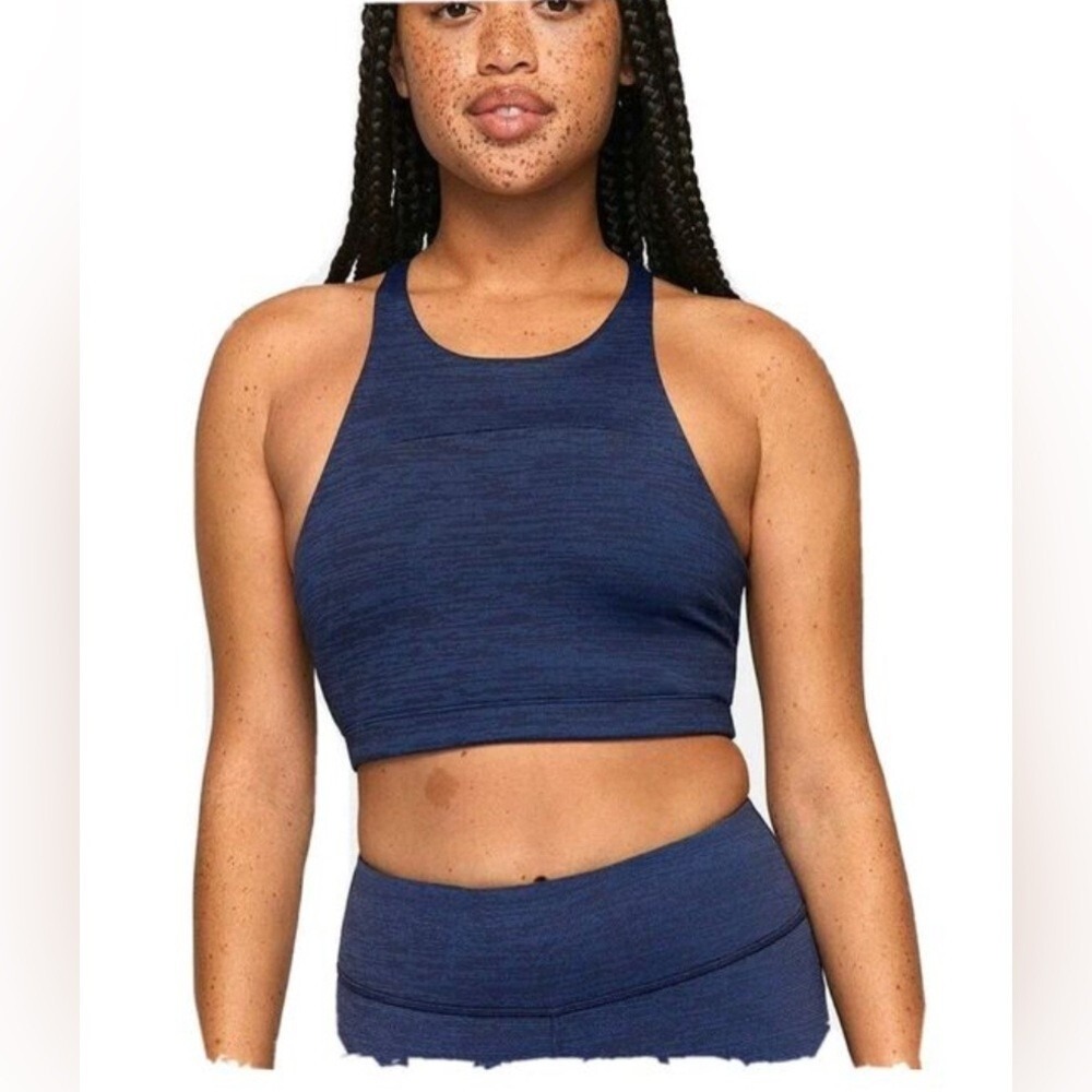 Outdoor Voices Tech Sweat Crop Bra | Size Small | Blue Baltic | Euc